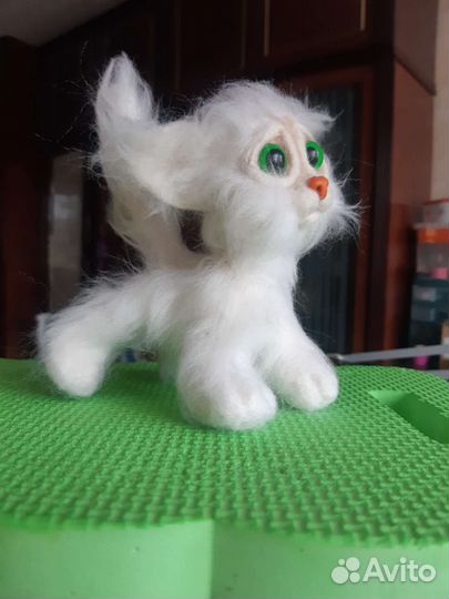 Котенок, сухое валяние, ручная работа