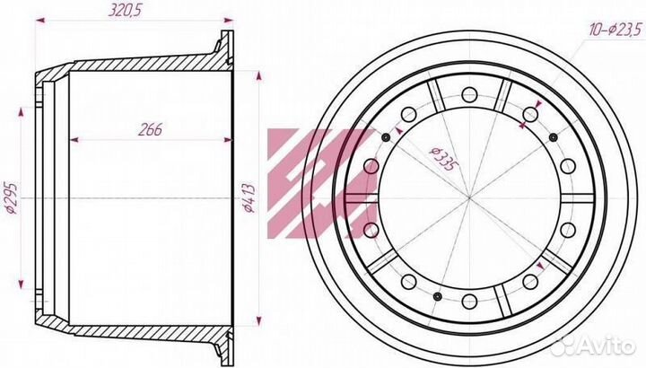 Барабан тормозной скания под накладки шириной 254
