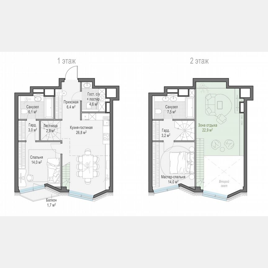 2-к. квартира, 88,7 м², 10/14 эт.