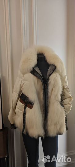 Зимняя куртка/бомбер/автоледи гусиный пух, лиса