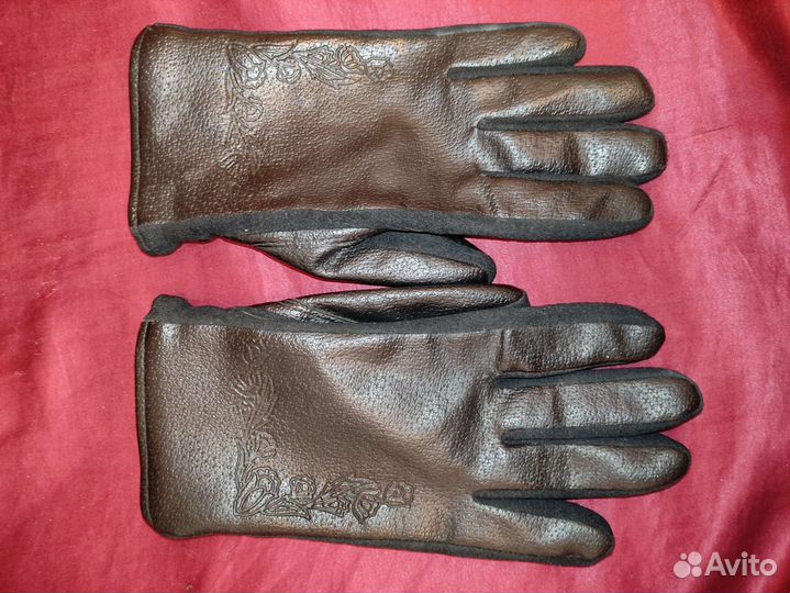Натуральная кожа перчатки женские, размер 7