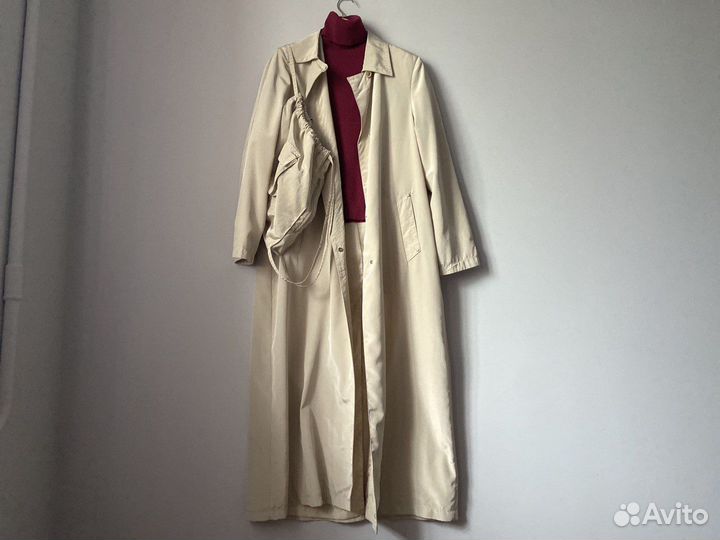 Женский плащ бежевый лёгкий 52-54 макси