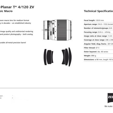 Carl zeiss Makro-Planar T* 4/120 ZV hasselblad