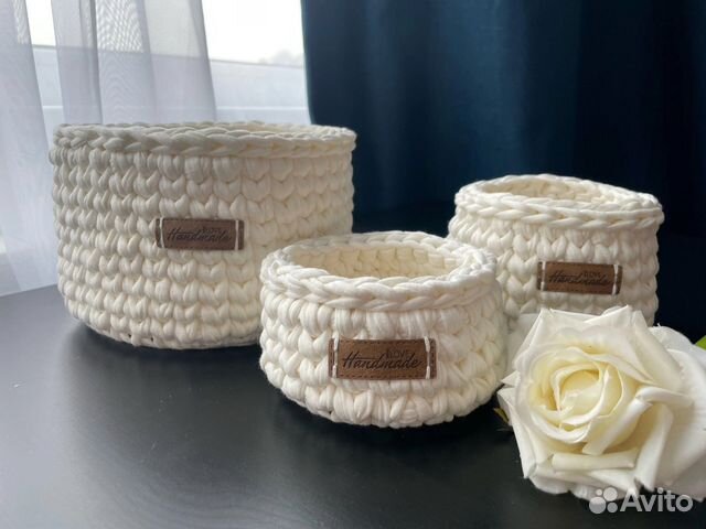 Корзина из трикотажной пряжи набор
