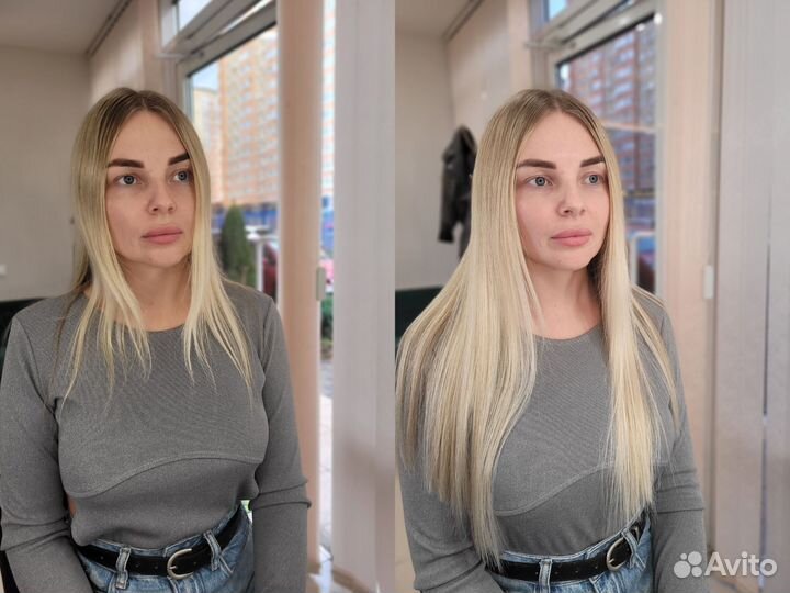 Наращивание волос, височная зона, работа + волосы