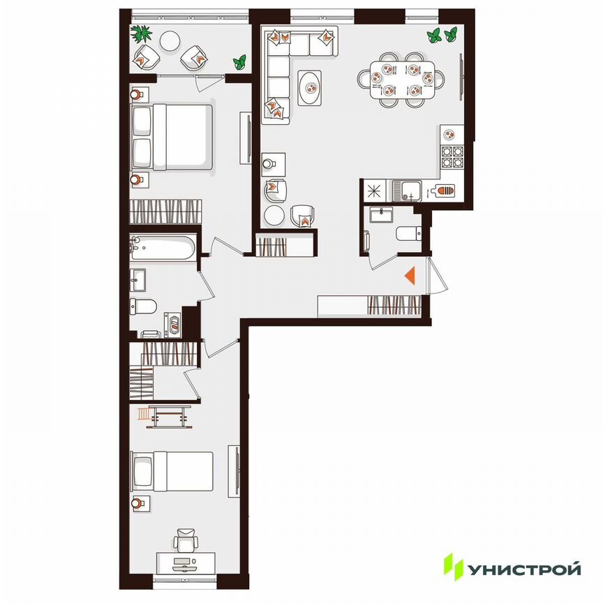 2-к. квартира, 73,9 м², 4/5 эт.