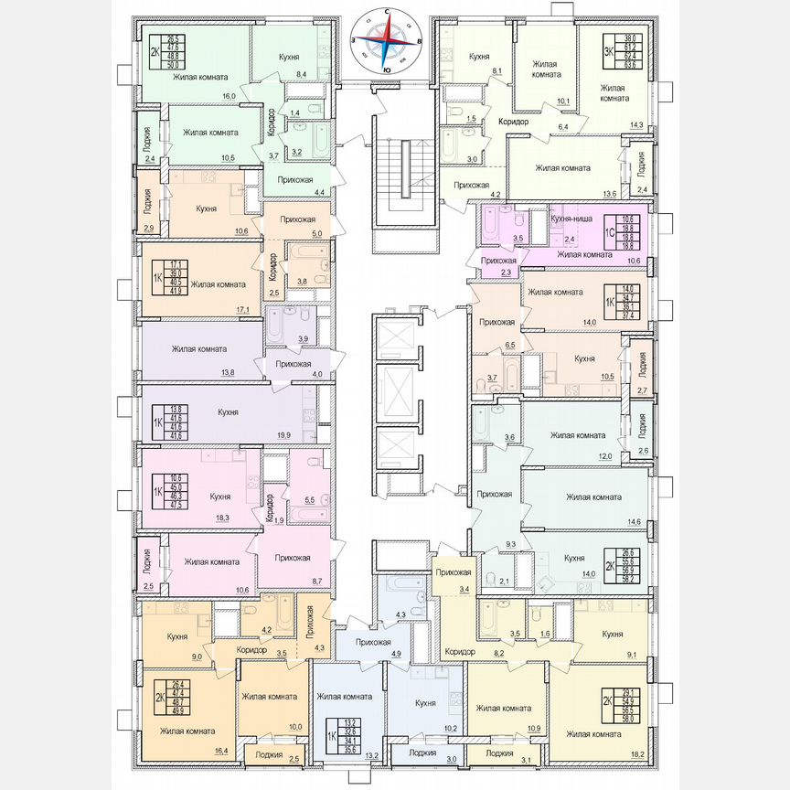 2-к. квартира, 47 м², 13/25 эт.