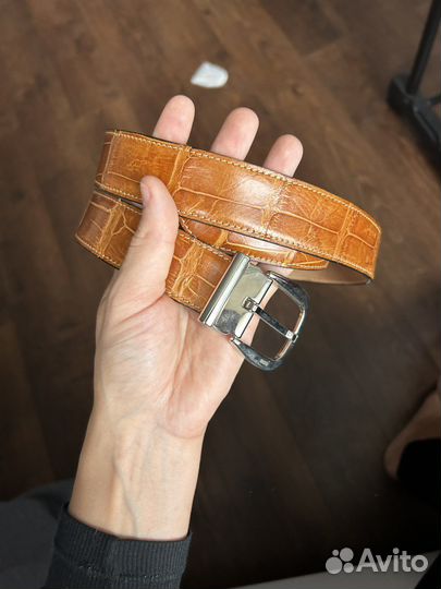 Ремень кожа крокодила светло коричневый
