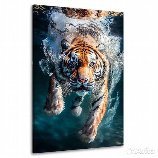 Картина маслом тигр под водой