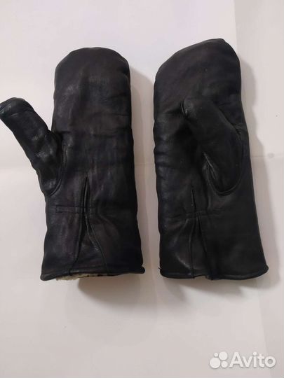 Рукавицы меховые кожаные, б/у