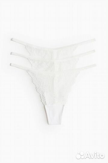 Белые кружевные стринги hm S M