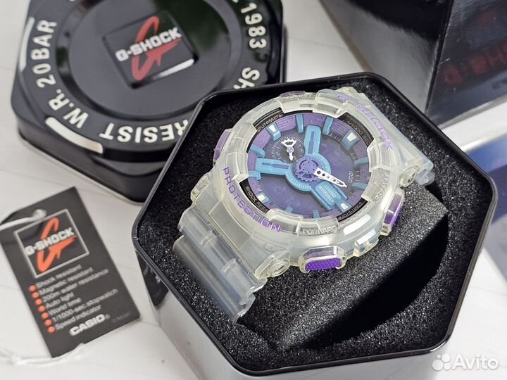 Часы casio g shock ga 110 фиолетовые прозрачные