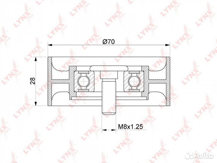 Ролик обводной приводного ремня lynxauto PB-7204