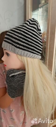 Комплект шапка+шарф на мальчика 4-6 лет весна