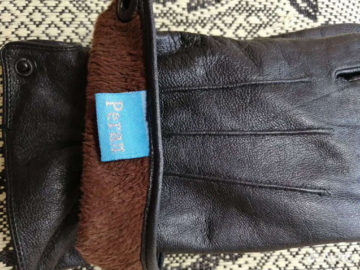 Мужские кожаные перчатки зимние