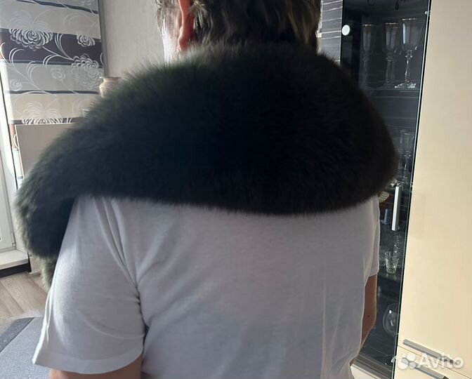 Меховой воротник песец коричневый