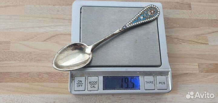 Ложка чайная серебро 84 пр эмаль