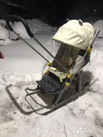 Сани коляска детские с колёсиками