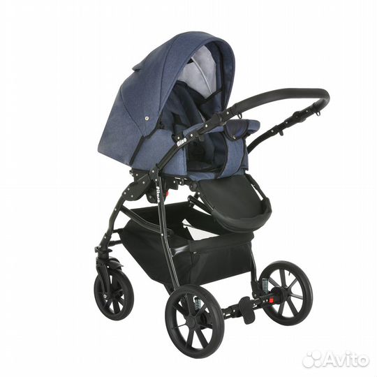 Коляска 2 в1 Nino короб+прогулка Midnight+Кожа Met