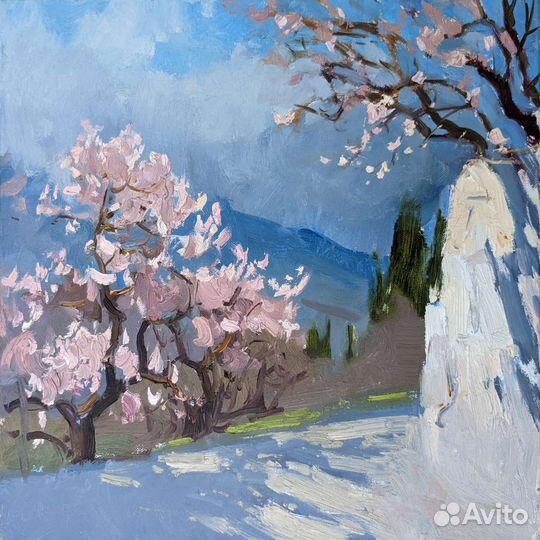 Картина маслом на холсте пейзаж 40*40см