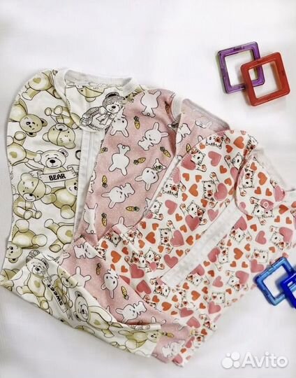 Набор пеленка-кокон 3 штуки хлопок