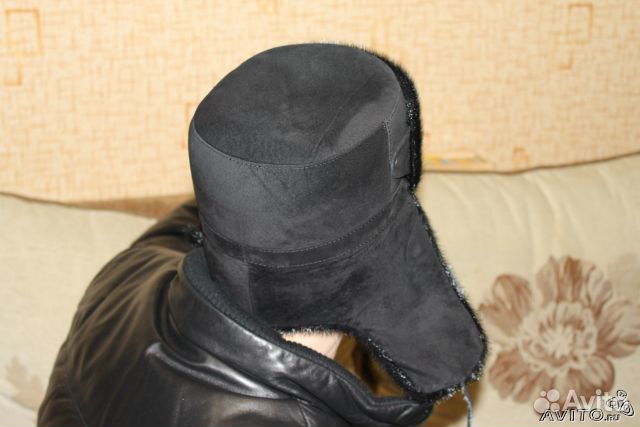 Зимняя шапка котик черная