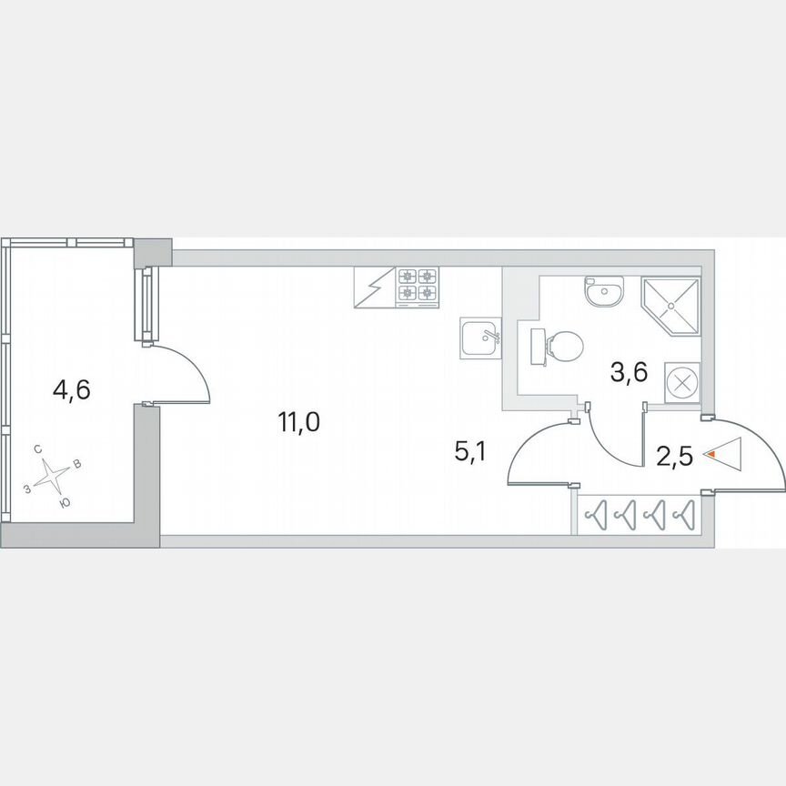 Квартира-студия, 24,8 м², 1/5 эт.