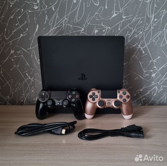 Sony PS4 Slim +2 геймпада +12 игр