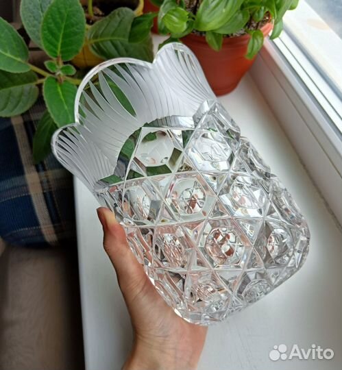 Хрустальная Ваза СССР Магнолия лзхс 19 см