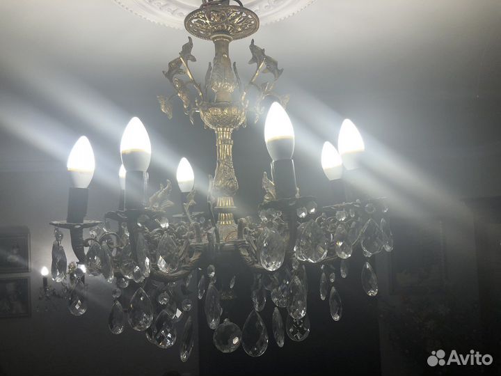 Антикварная Люстра и торшер бронза 1925 года