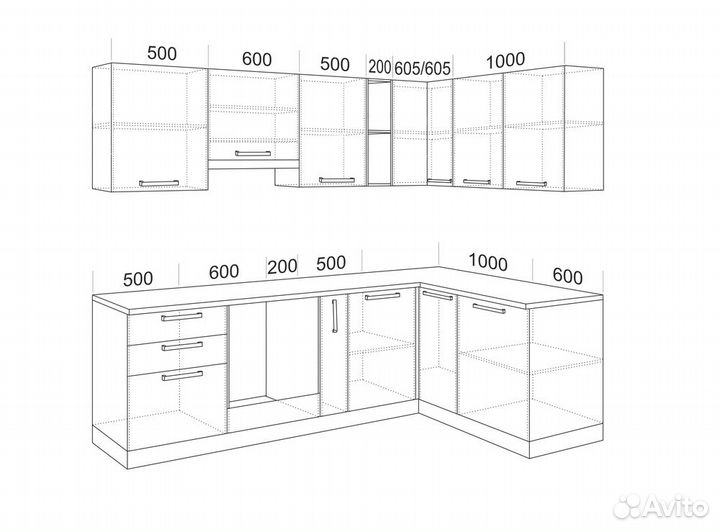 Кухонный гарнитур Классика угловой, шкаф под вытяж