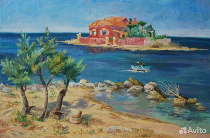 Картина маслом море италия пейзаж