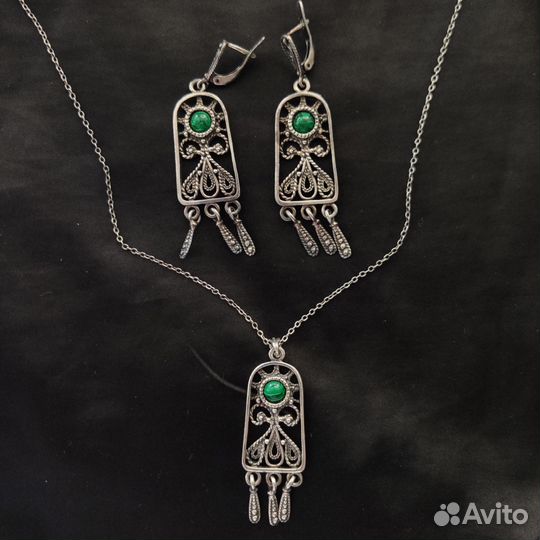 Серьги и подвеска серебро