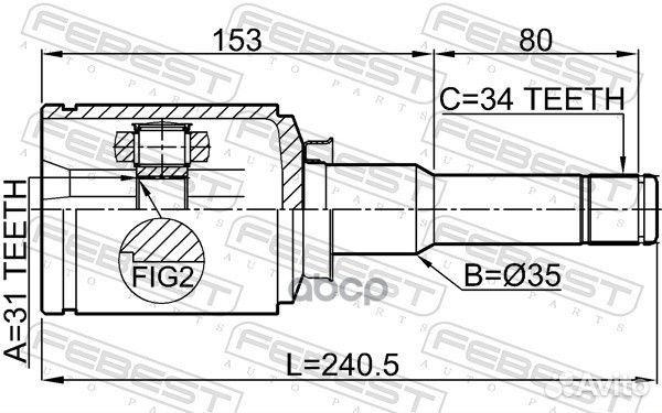 ШРУС внутренний левый 31X35X34 chevrolet cruze