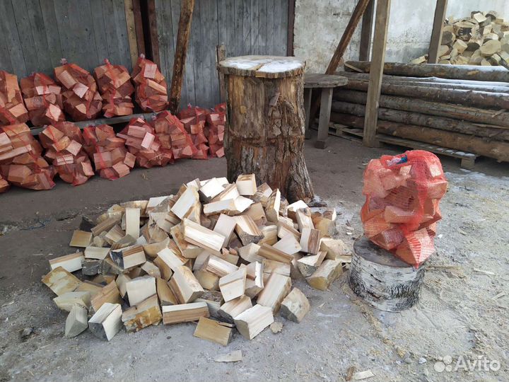 Дрова берёзовые береста в сетках