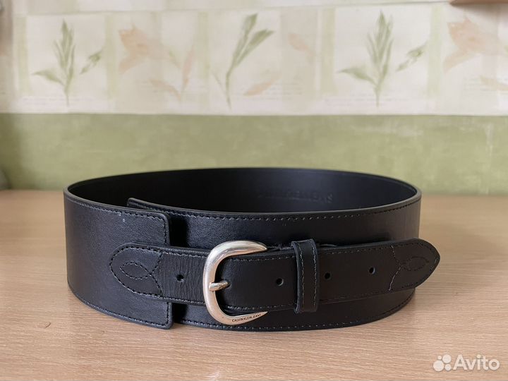 Ремень женский кожаный черный широкий