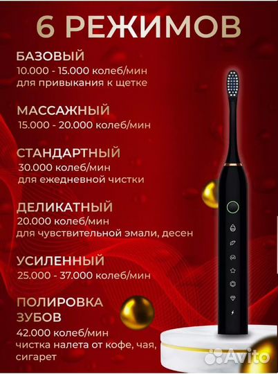 Электрическая Зубная Щётка ZD-Х2 Black (4 насадки)