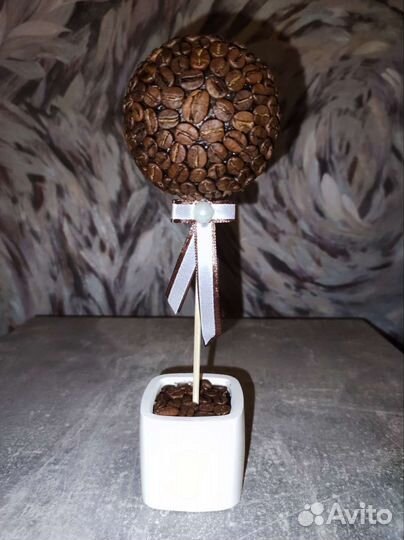 Дерево счастья из кофе(топиарий)