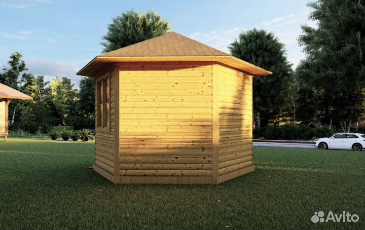 Беседка деревянная остеклённая