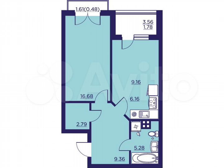 1-к. квартира, 51,2 м², 4/18 эт.