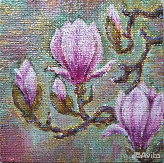 Картина миниатюра магнолия