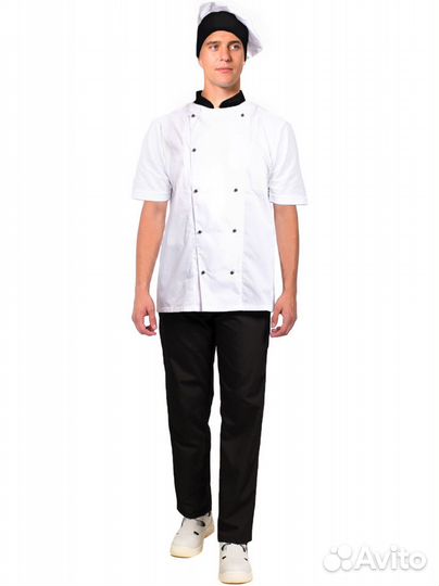 Костюм повара с коротким рукавом чёрно-белый