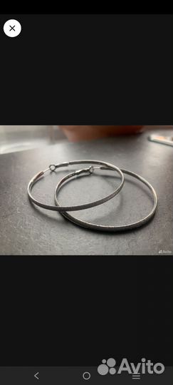 Серьги-кольца guess/перья серебро 925
