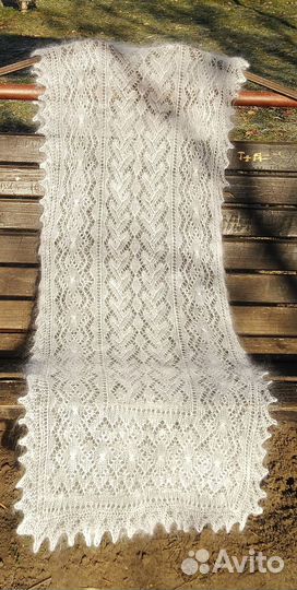 Пуховый палантин ажурный (№2)