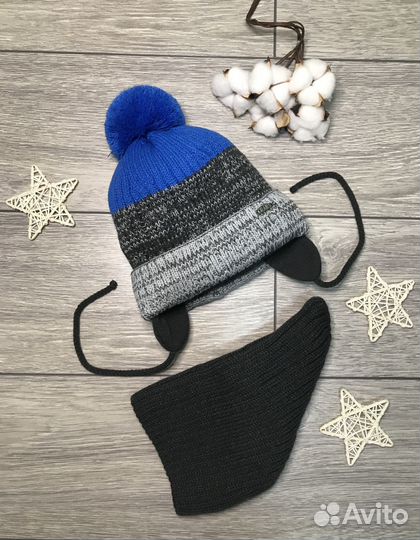 Комплект шапка и снуд для мальчика зима