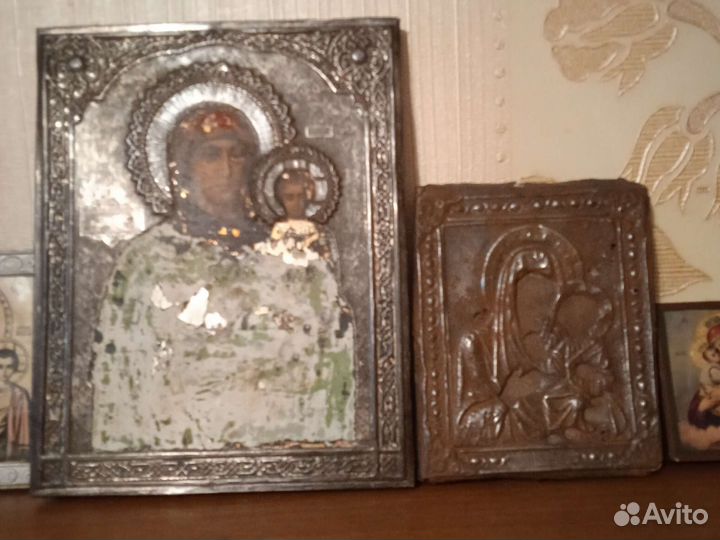 Иконы старинные, оклады /2/посеребрены, 29 в избр
