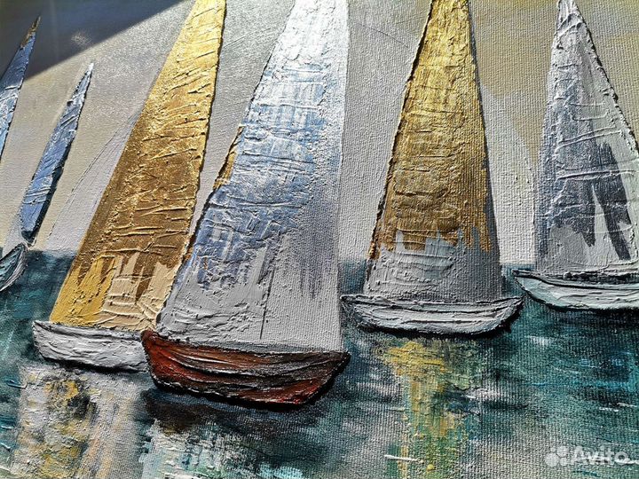 Интерьерная текстурная картина Парусники