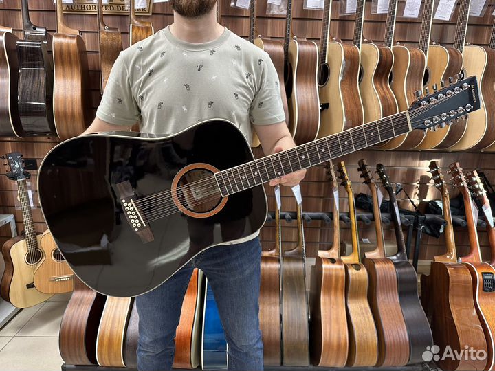 Гитара двенадцатиструнная черная б/у