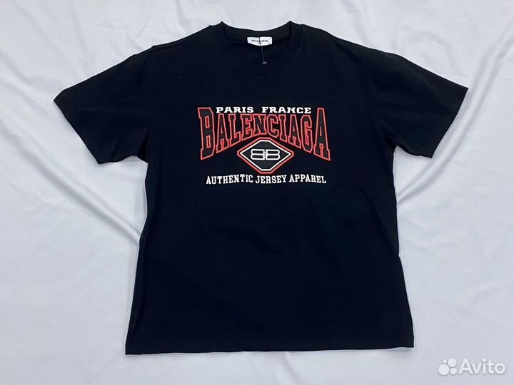 Футболка Balenciaga, Black Red Logo