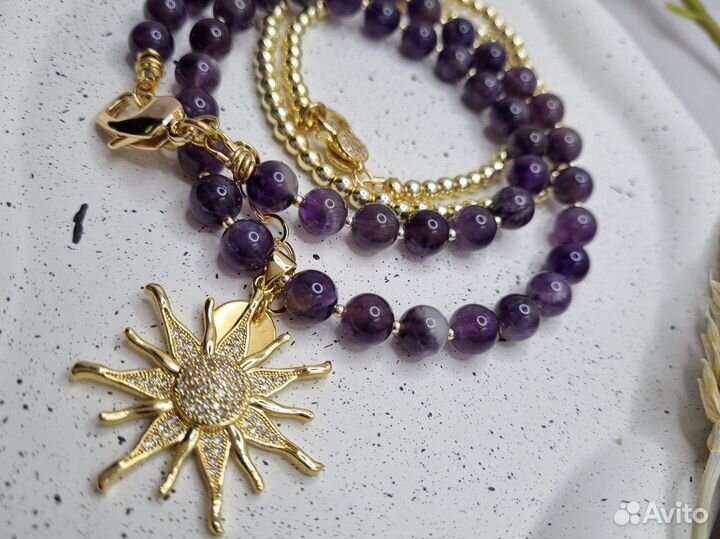 Чокер колье аметист